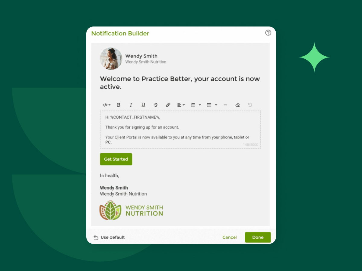 screenshot of Practice Better